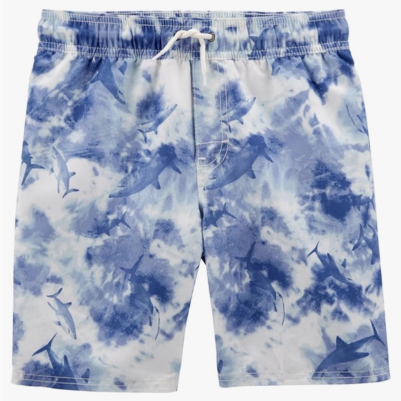 Boys Oshkosh Shark Tie Dye Swim Trunks - Size 5T - Picture 1 of 5